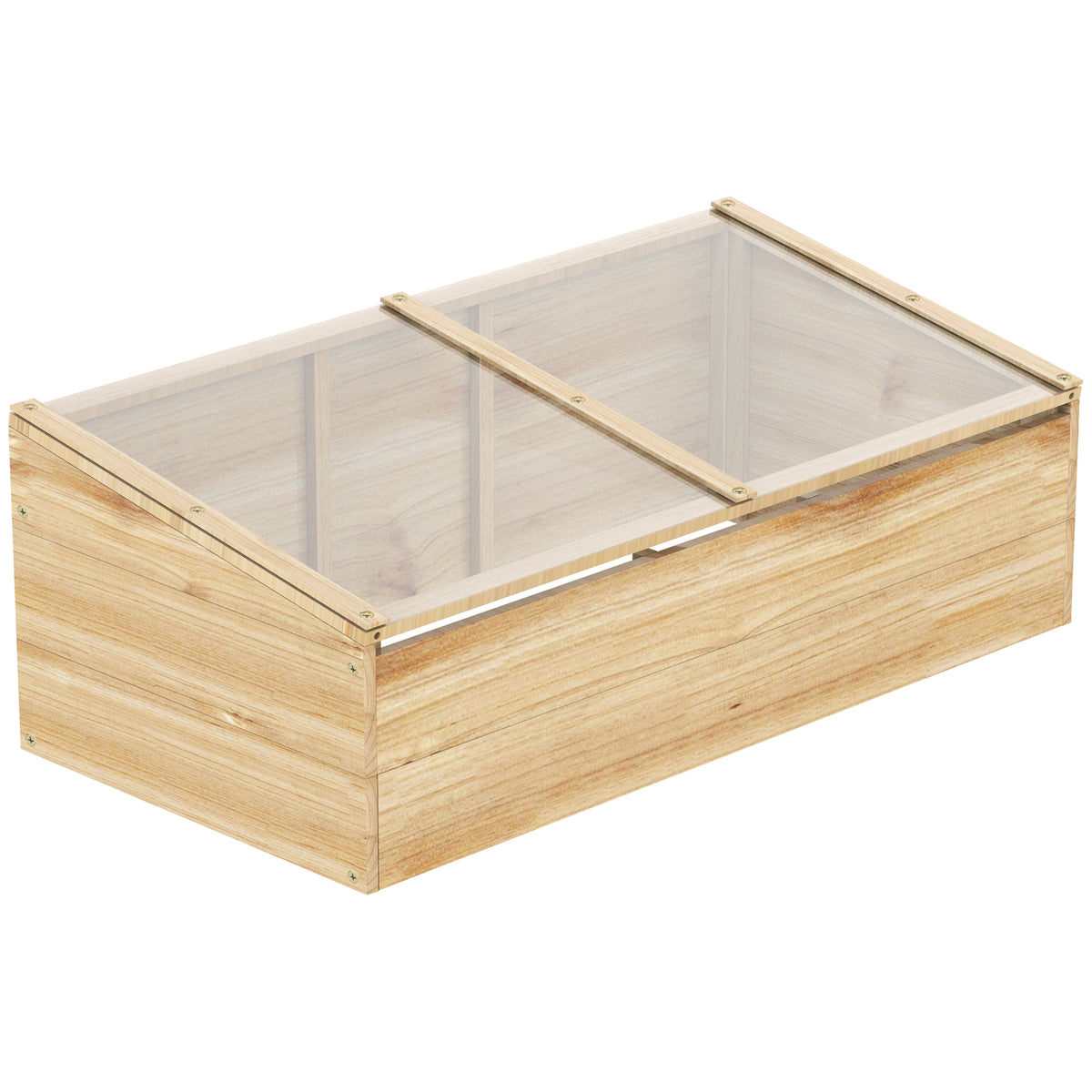 Houten broeikas kweekbak kweekkas tuin- & plantenbak-systeem voor tuin balkon, 100 x 50 x 35 cm, natuur