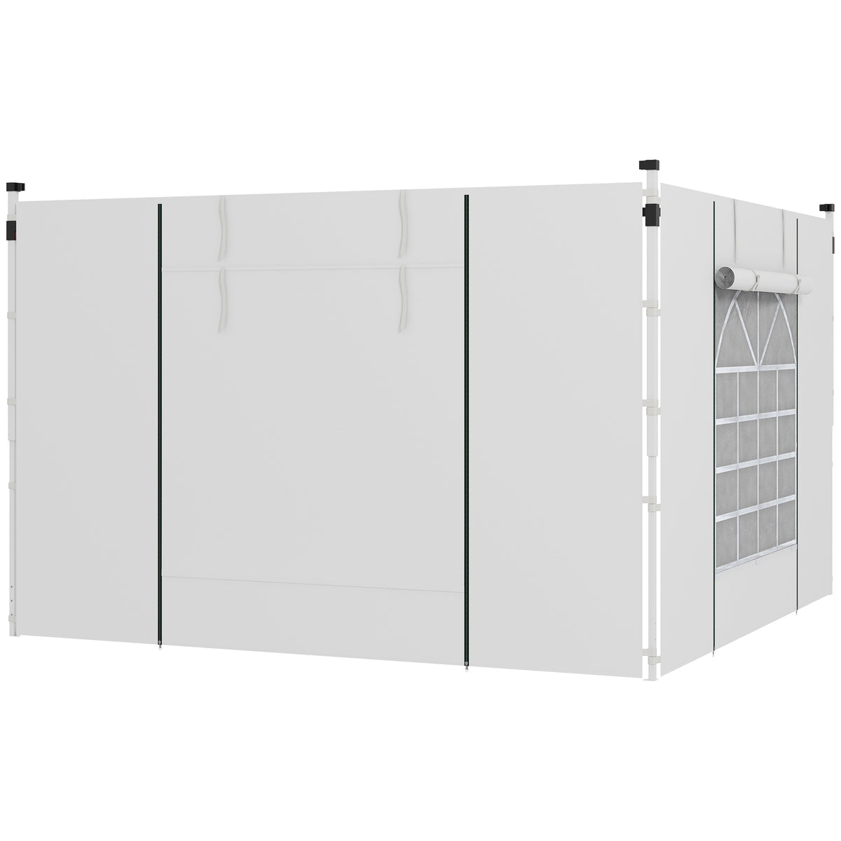 Pavillongordijnen, 2-delige set, voor 3x6m of 3x3m tuinpaviljoens, met ramen en deuren, wit