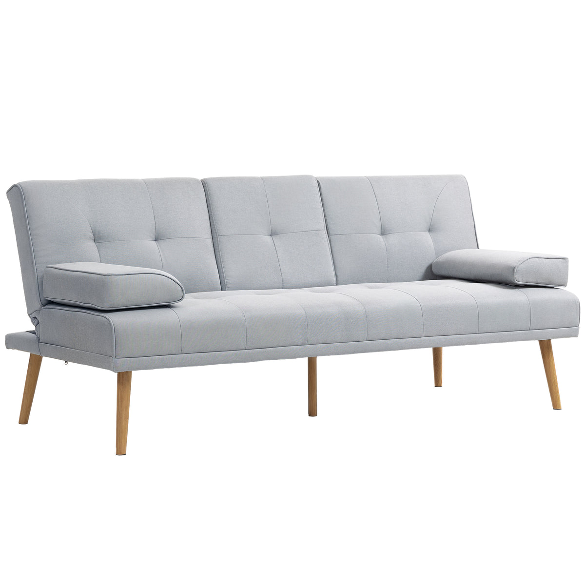 Slaapbank, 3-zitsbank, slaapbank met uitklaptafel, bekerhouders, bedbank met linnenlook, bank logeerbed voor