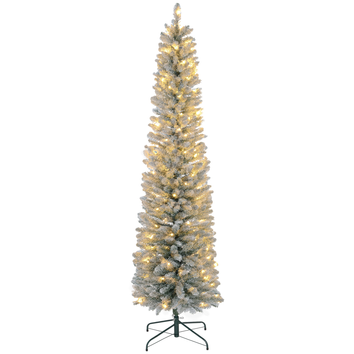 Kerstboom 210 cm, led-lichtsnoer, kunststof, vlamvertragend, metalen voet, groen