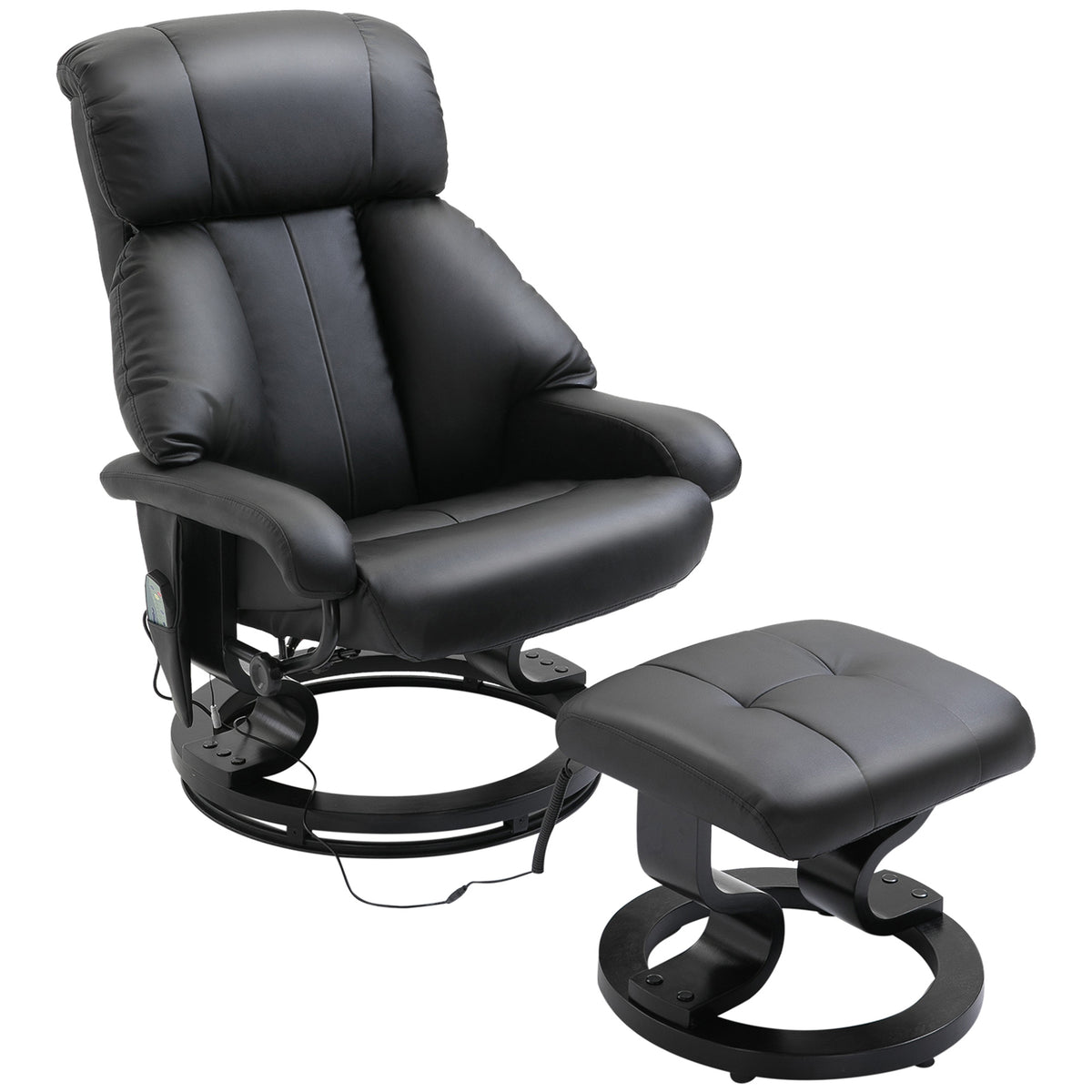 Massagestoel met voetenbank, 10 vibratiepunten, 145° verstelbare rugleuning, zwart