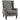 Oorfauteuil in vintage-design, leesfauteuil, accentstoel, houten poten, knoopstoffering, grijs + zwart