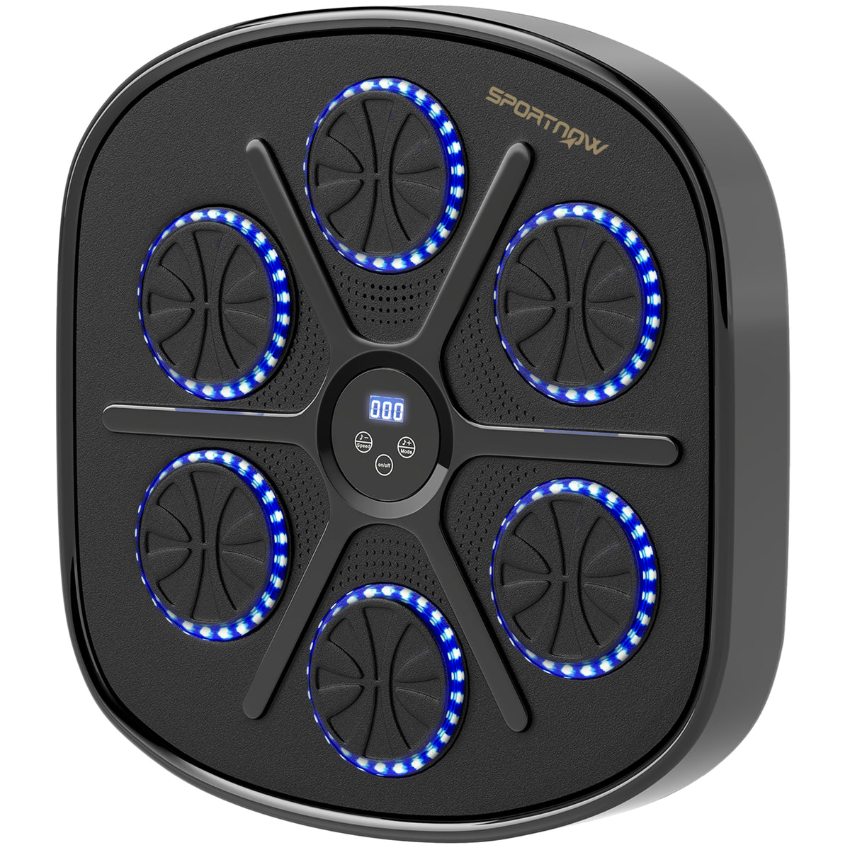 Muziek-boksautomaat, ritmisch bokstoestel, 9 modi, bluetooth, led-verlichting, inclusief bokshandschoenen, zwart