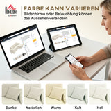 3-zitsbank met chaise longue, woonkamerbank met ribstof, 2 extra kussens, gestoffeerde bank, crèmewit (7)
