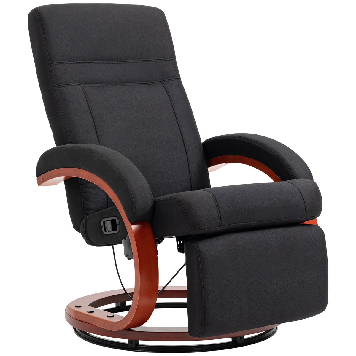 Relaxfauteuil met ligfunctie, tv-fauteuil met hoge rugleuning, ergonomische armleuning, voetensteun, houten voet