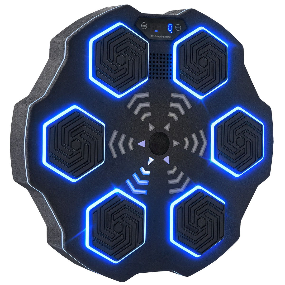Muziekboksapparaat, Bluetooth-boksapparaat, wandmontage, 9 snelheden en modi, led-verlichting, zwart