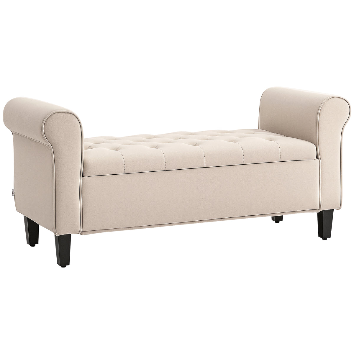 Bank in vintage-design, bank met opbergruimte, fluwelen look, beige