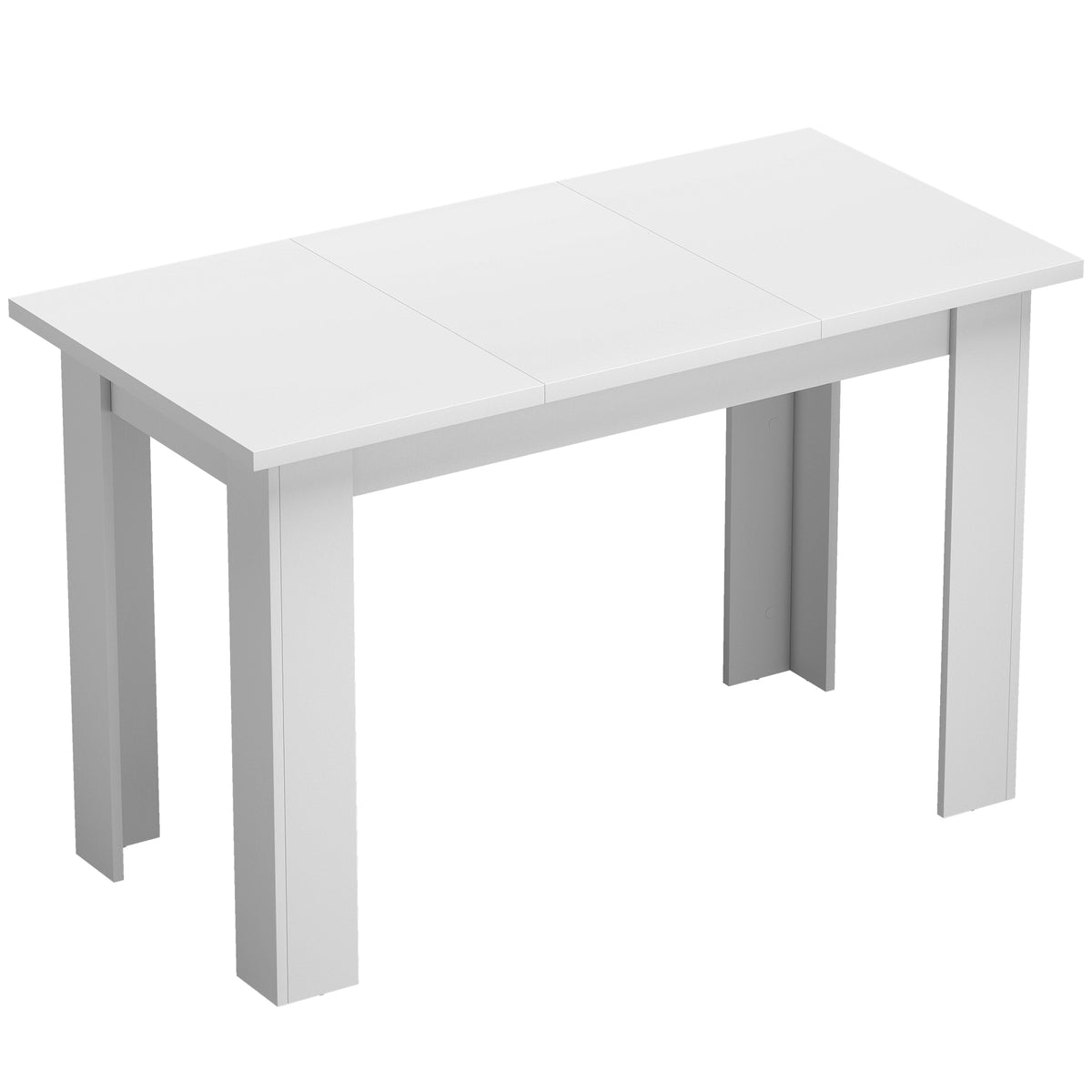 Eettafel met verborgen opbergruimte, rechthoekige keukentafel met zijvakken, wit