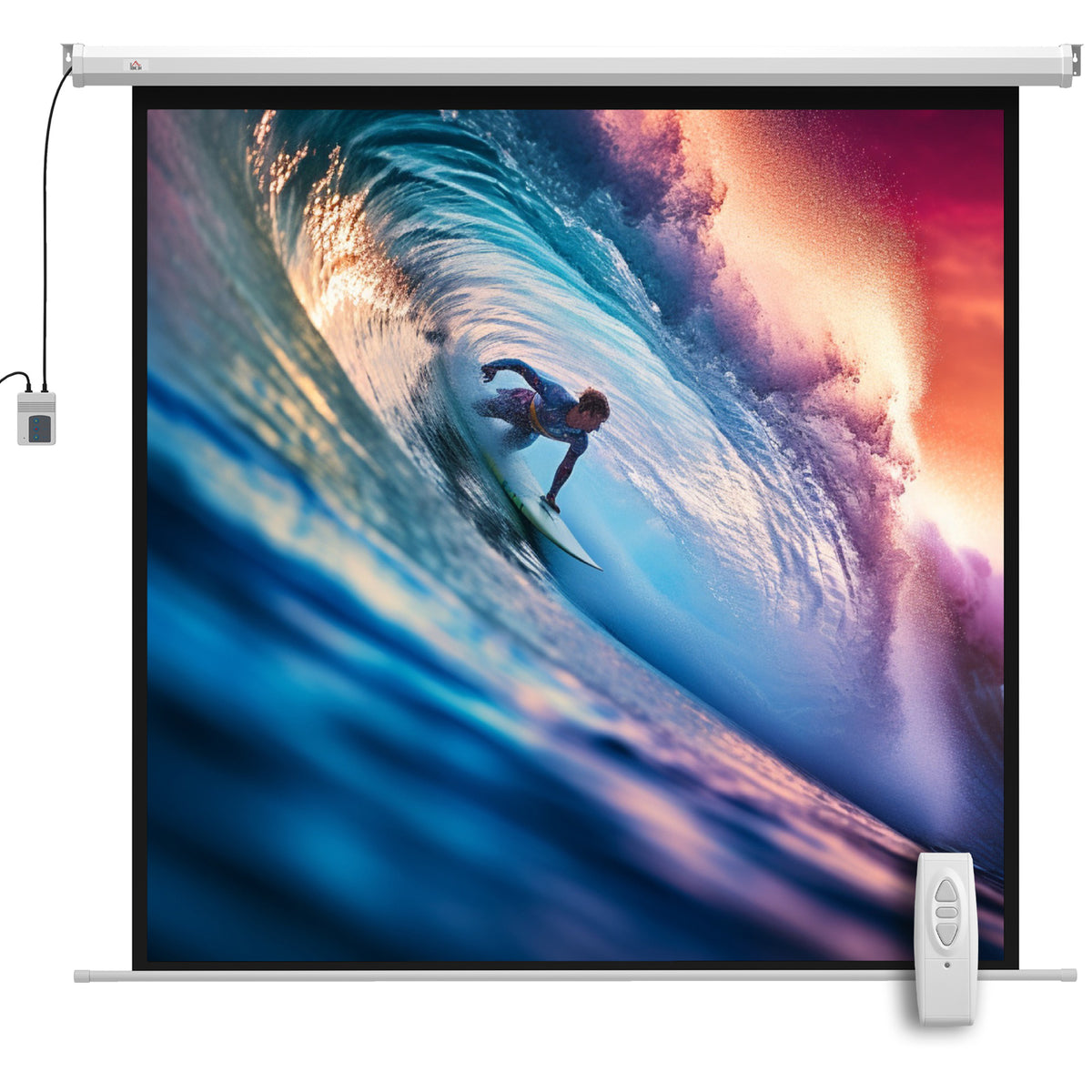 Projectiescherm 189,5 x 189,5 cm 92 inch 1:1 HD 4K rolscherm voor thuisbioscoop en kantoorpresentaties