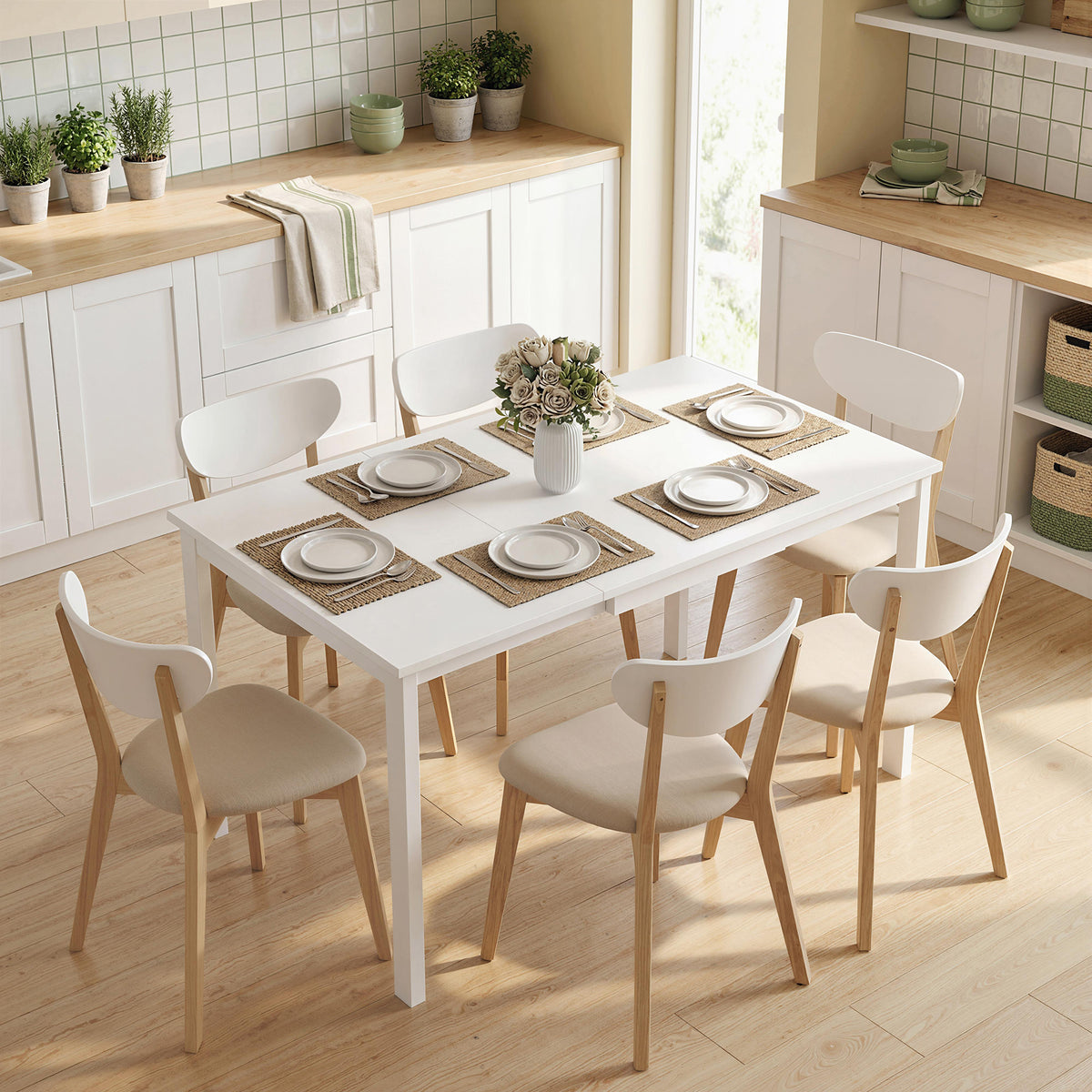 Uitschuifbare eettafel 80-120 cm voor 4-6 personen, ruimtebesparende keukentafel met eenvoudig (2)