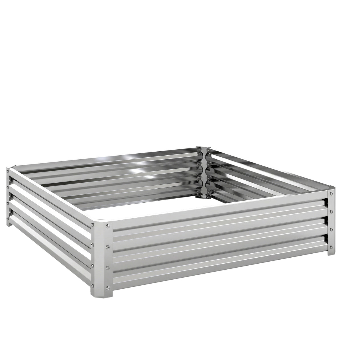 Tuinbed, plantenbak met stalen ombouw, zilver, 120 x 120 x 30 cm