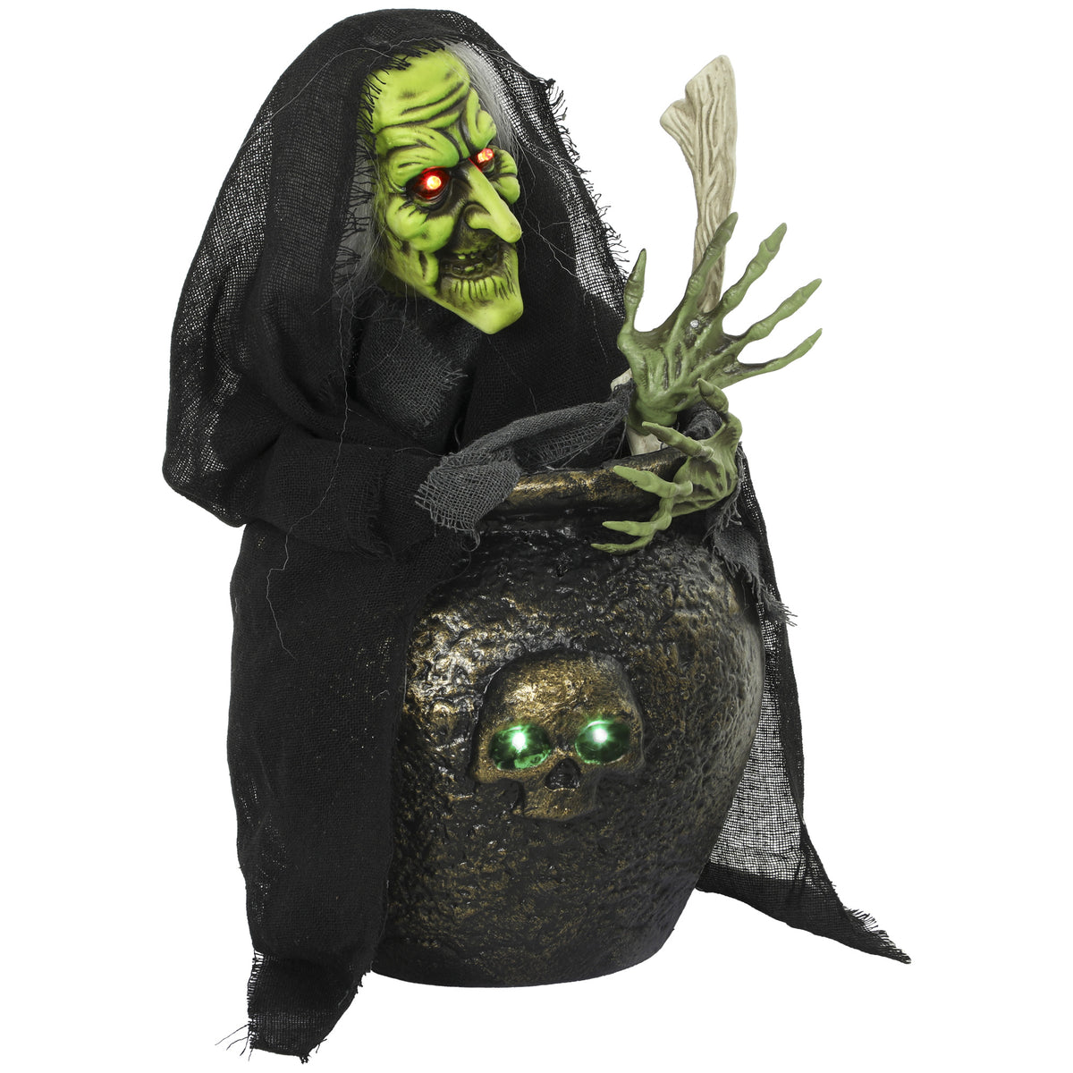 Geanimeerde Halloween-tafelheks met lachgeluid, oplichtende ogen en geluids-/aanraakactivering