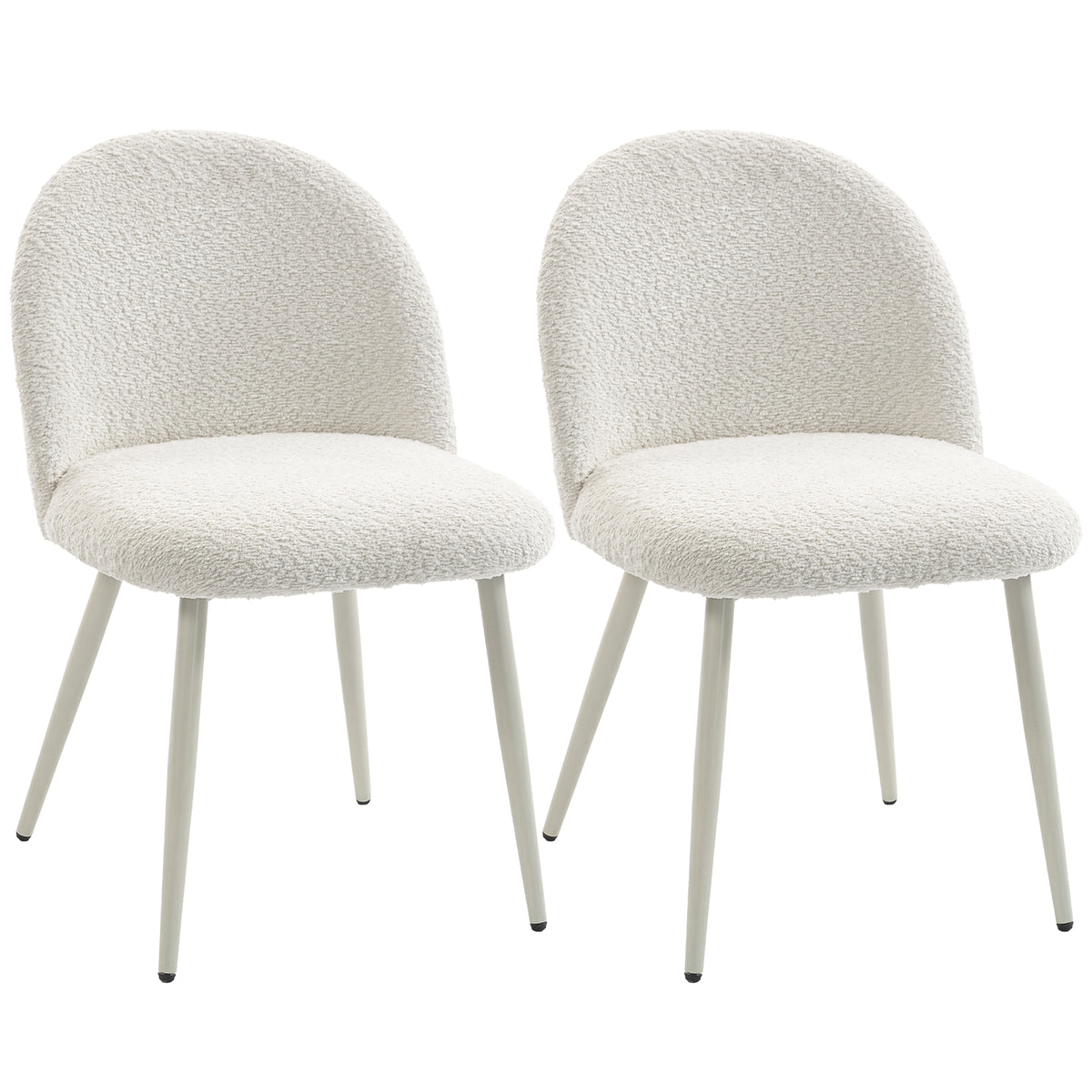 Eetkamerstoelen, keukenstoelen, zacht gestoffeerd met chenille, 50,5 x 57,5 x 78,5 cm, crèmewit