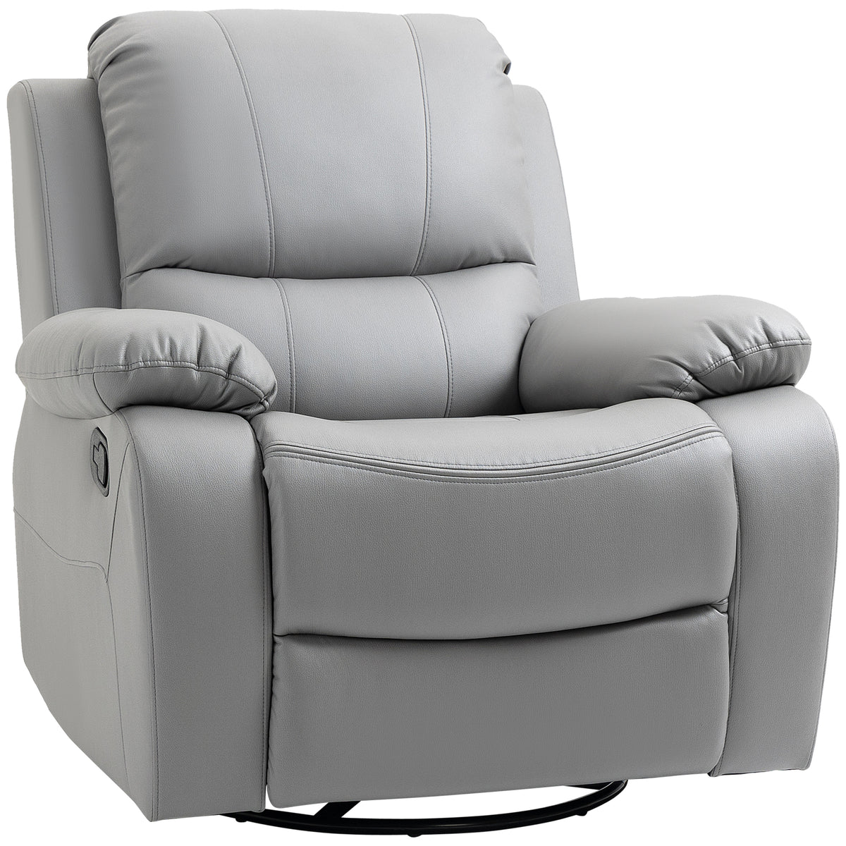 Relaxfauteuil, ligstoel, verstelbare rugleuning, draaibaar, schommelfunctie, met voetensteun, staal, grijs, 93 x