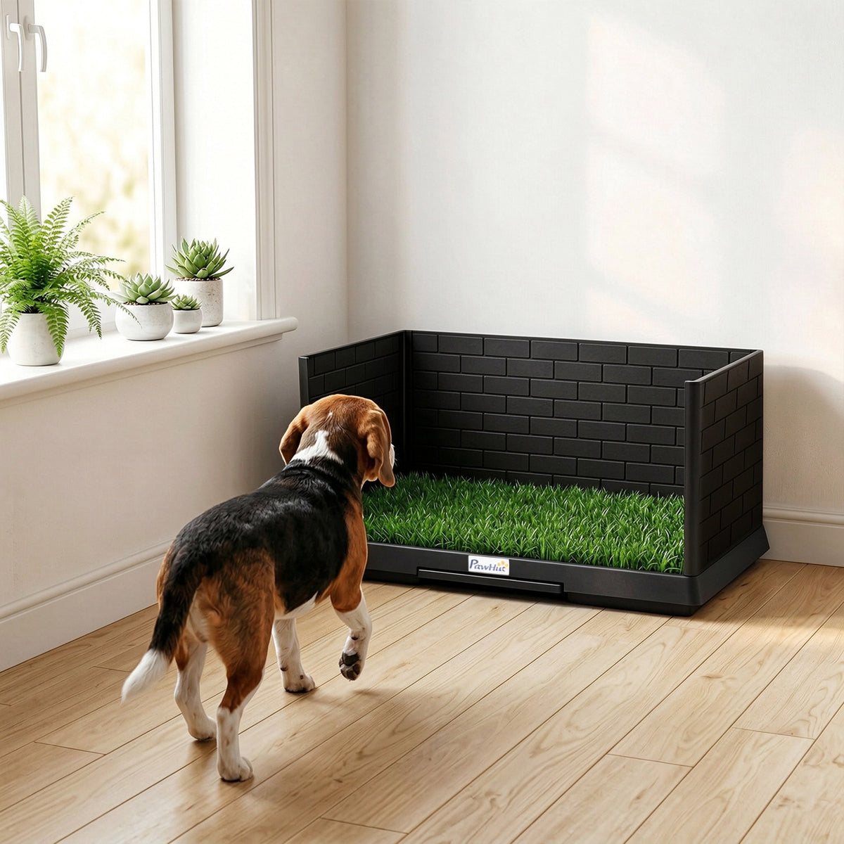 Hondentoilet 75 x 51 cm hondentoilet met kunstgras puppytoilet met hoge wanden uitschuifbare lade drainage zwart (2)