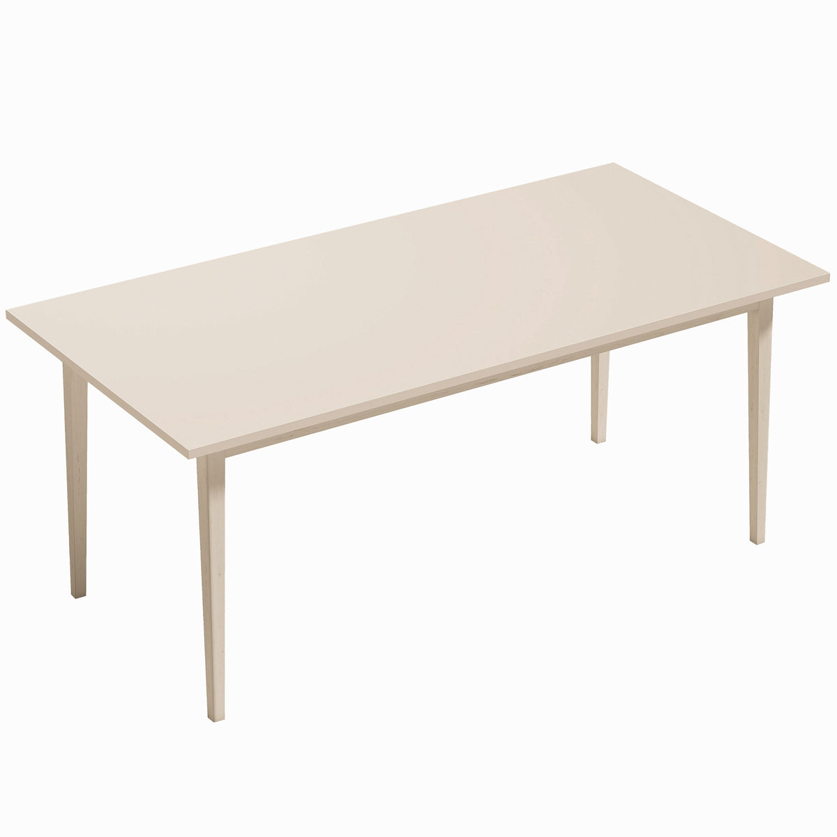 Eettafel voor 8 personen, moderne keukentafel met poten van massief hout, 180 cm, crème