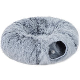 Kattentunnel, pluche, kussen, opvouwbaar, metalen frame, kattenhol, lichtgrijs