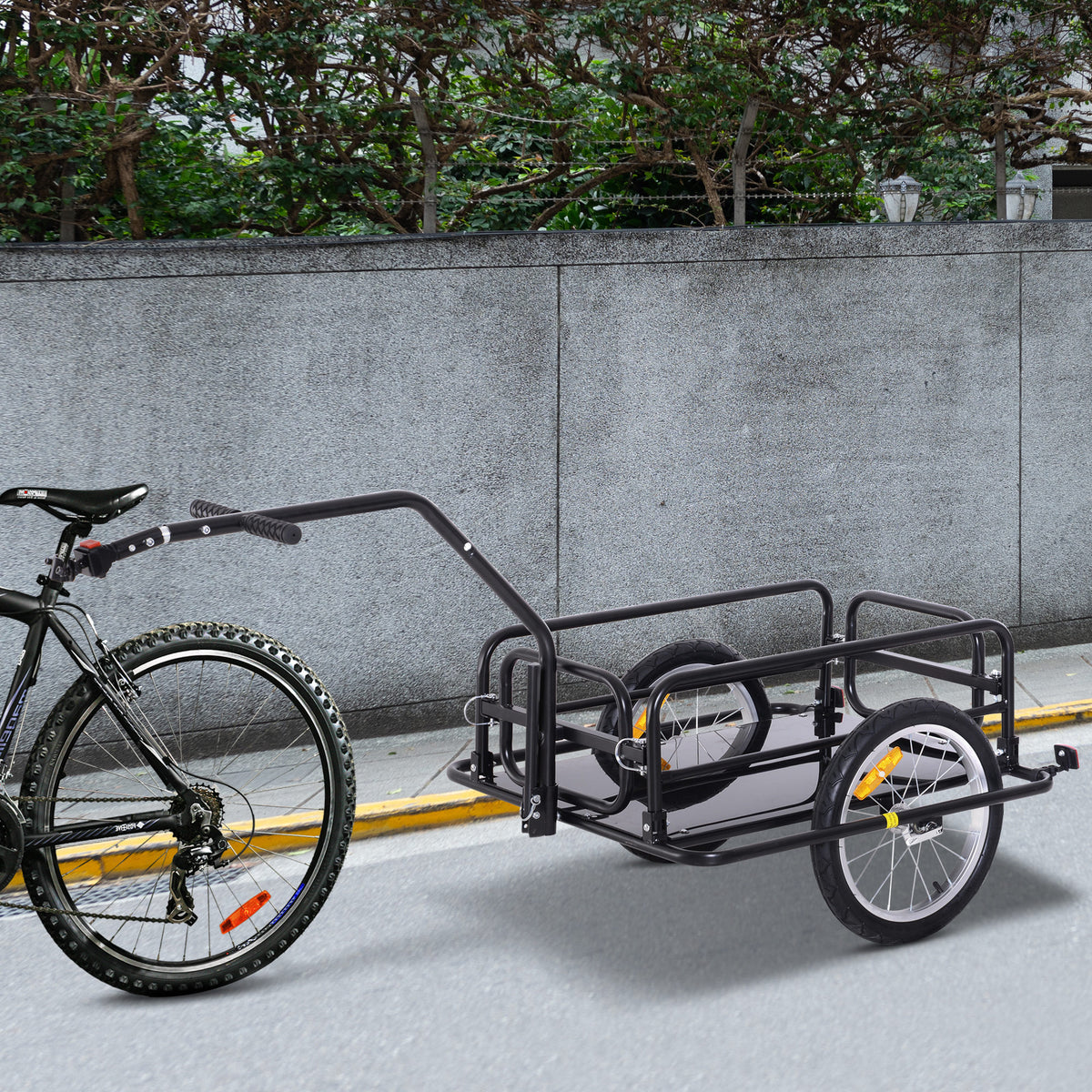 Opvouwbare fietsaanhanger bagagekar met koppeling, koppeling & reflectoren transportwagen belastbaar tot 40 kg (2)