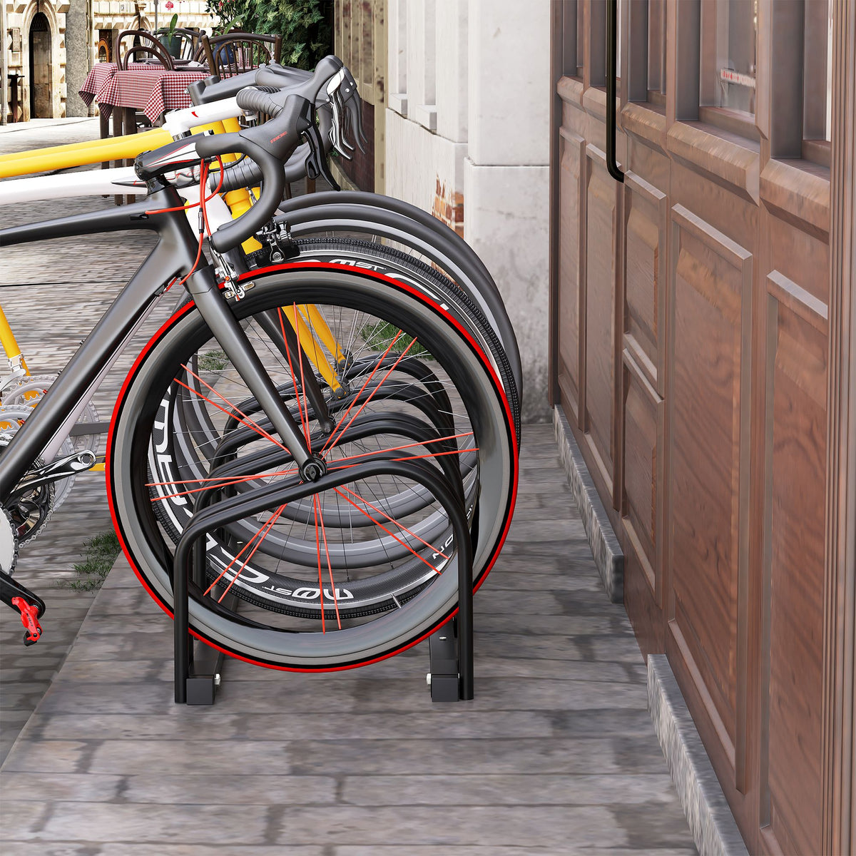 Fietsenrek voor 4 fietsen, weerbestendig, wand- of vloermontage, staal 110 x 33 x 27 cm (2)