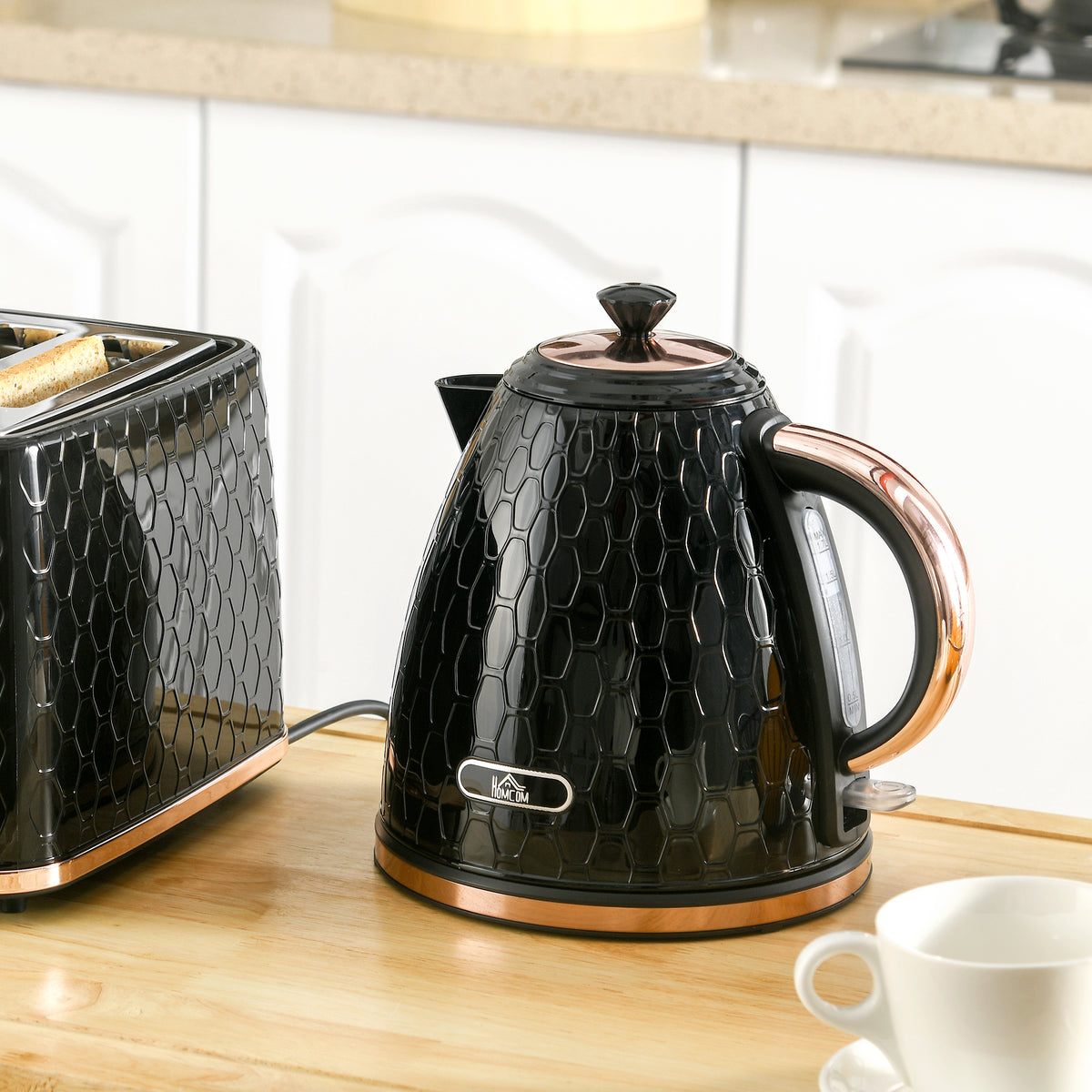 Waterkoker, 2200W, kijkvenster, filter, snelkoker, zwart (2)