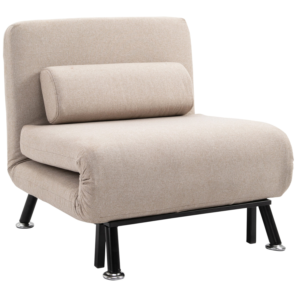 Opklapbare fauteuil met slaapfunctie, inklapbare relaxfauteuil in linnenlook, verstelbare rugleuning, 75 x 70 x