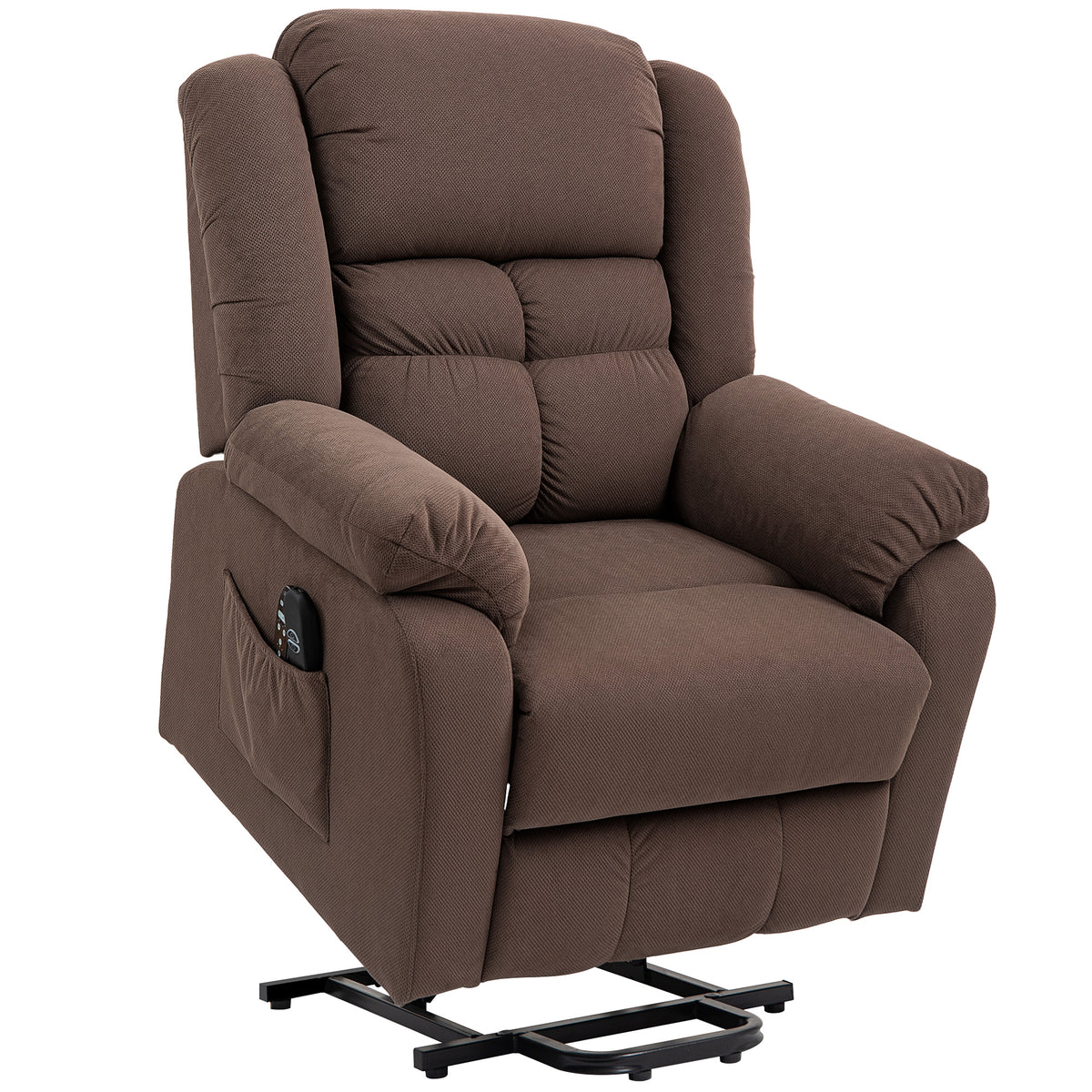 Sta-opstoel met massagefunctie en lendenverwarming, relaxfauteuil met afstandsbedieningen en zijzakken