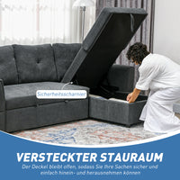 3-zitsbank met slaapfunctie, slaapbank met chaise longue, gestoffeerde bank, donkergrijs (5)