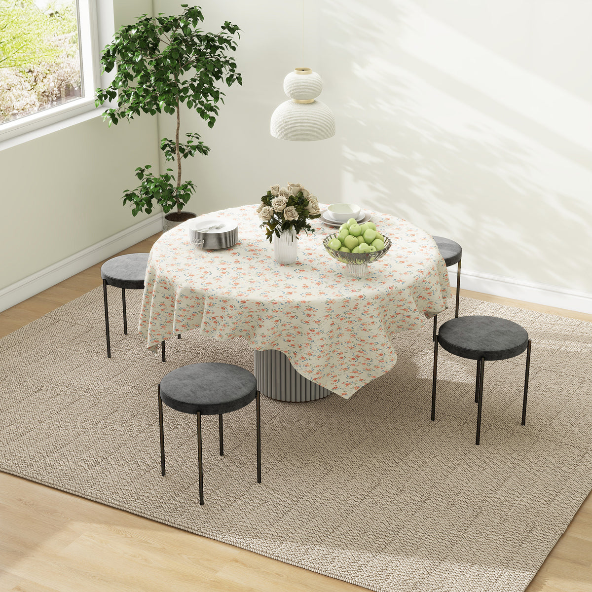 Keukenkrukken set van 4, stapelbaar, fluwelen look, tot 100 kg, stalen frame, 41,5 x 41,5 x 46 cm, donkergrijs (2)