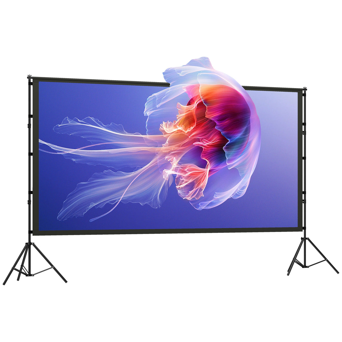 100 inch 16:9 HD 4K/8K projectiescherm met standaard, draagbaar dubbelzijdig scherm met inklapbare statieven