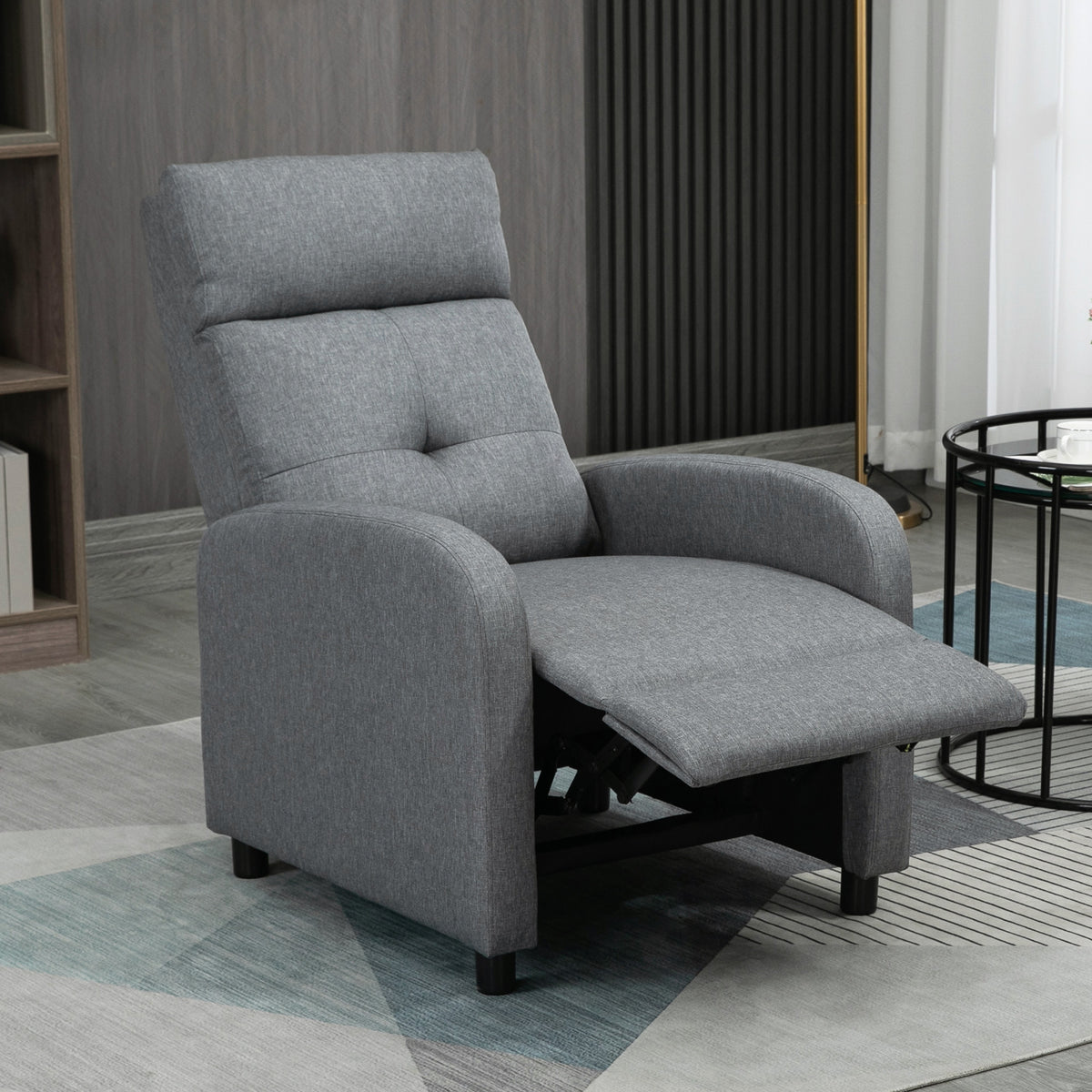 Relaxfauteuil met ligfunctie, uitschuifbaar voetensteun, pocketvering, tot 150 kg, grijs (2)
