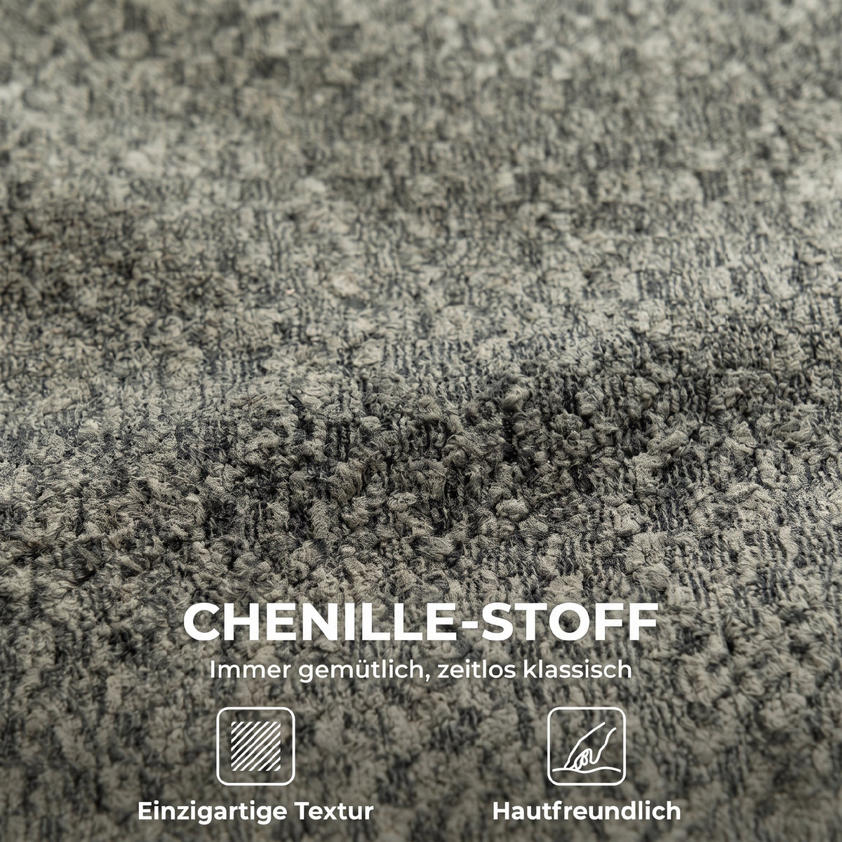 Fauteuil Draaibare loungefauteuil met chenille-look, brede zitting, voor woonkamer, slaapkamer, grijs (7)