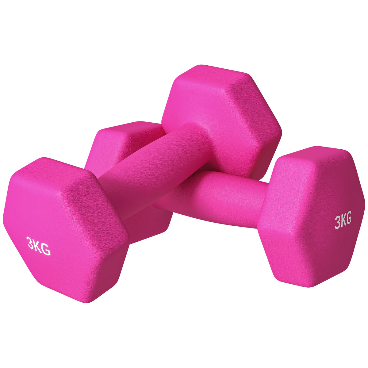 2 x 3 kg halterset, zeshoekig ontwerp, vloervriendelijk, antislip, roze