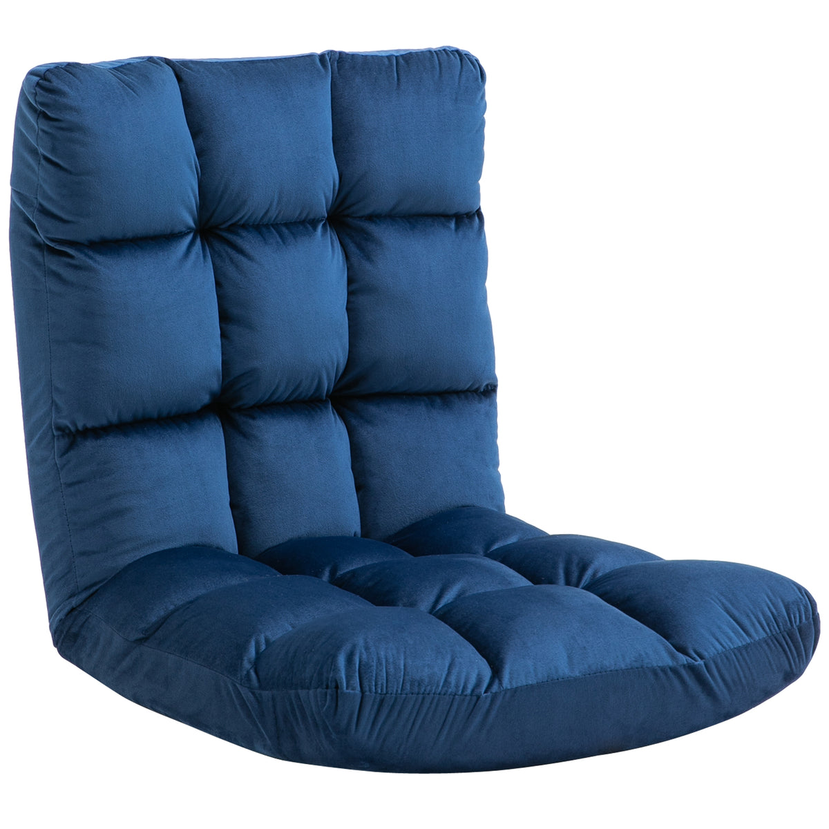Fauteuil gastenmatras vloerstoel, verstelbare rugleuning, velourlook, 55 cm x 71 cm x 53,5 cm, blauw