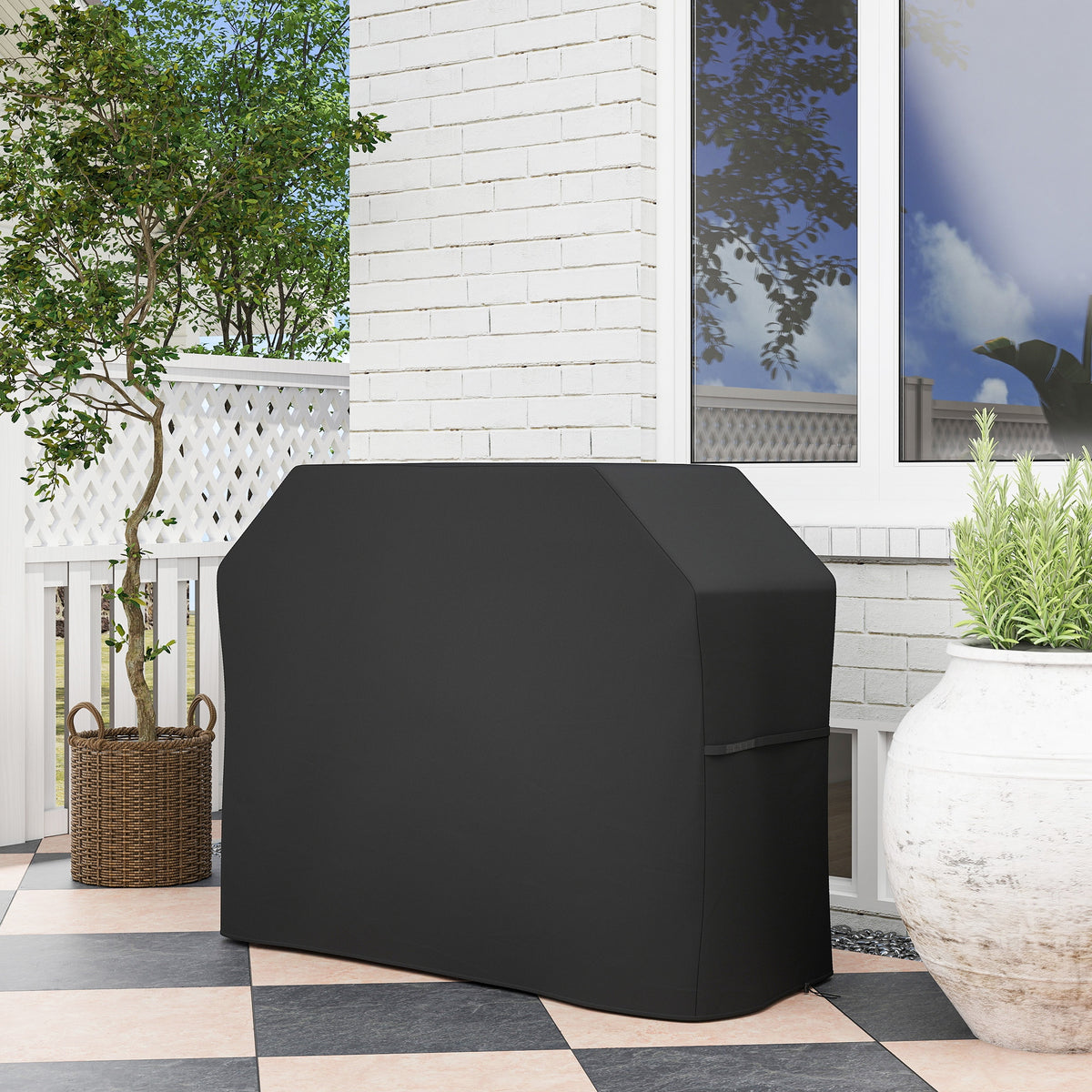 Grillhoes beschermhoes voor barbecue grillzeil, weerbestendig, 147 x 61 x 120cm, zwart (2)
