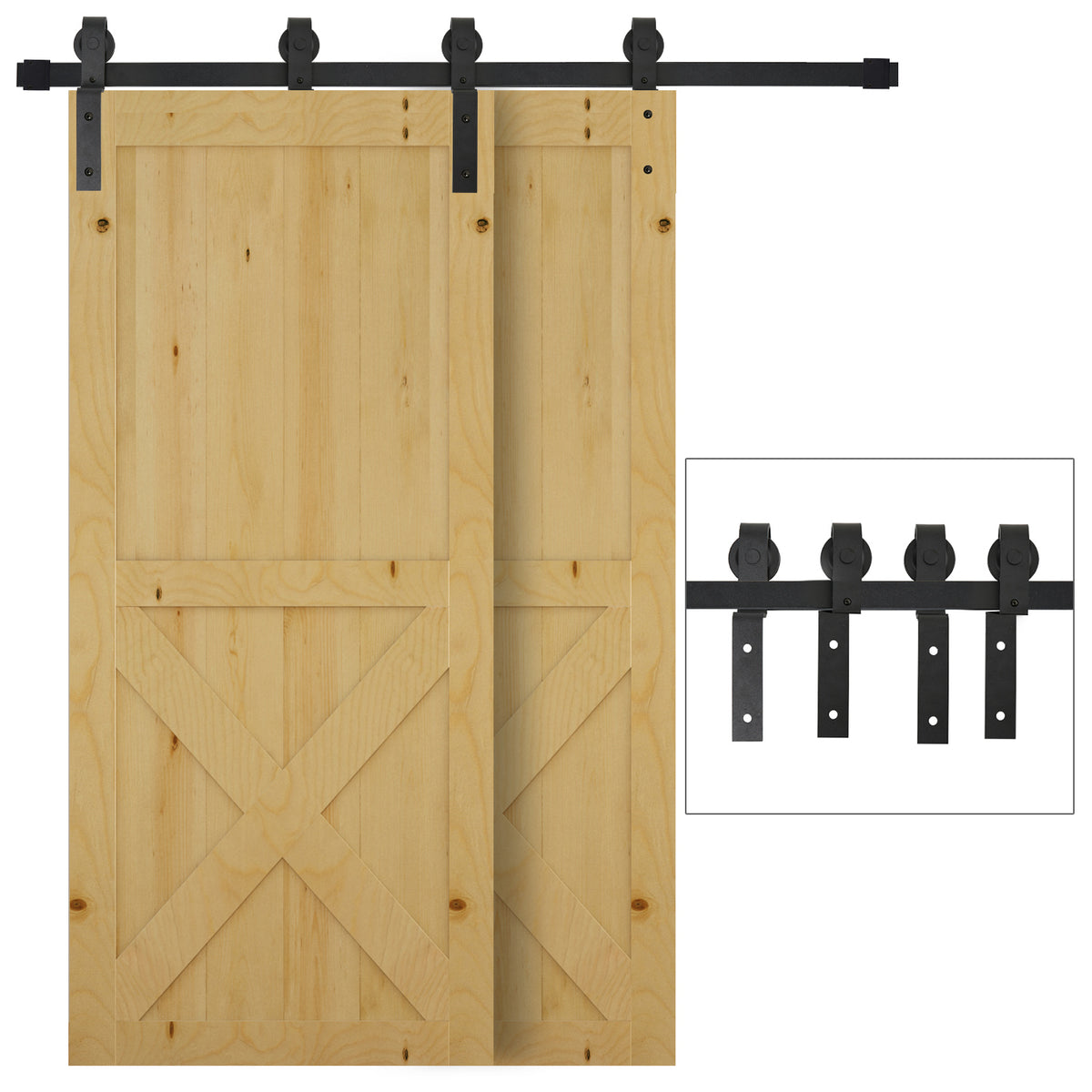 200 cm schuifdeur compleetset schuifdeurbeslag, schuifdeurrail, schuifdeursysteem voor houten schuifdeur