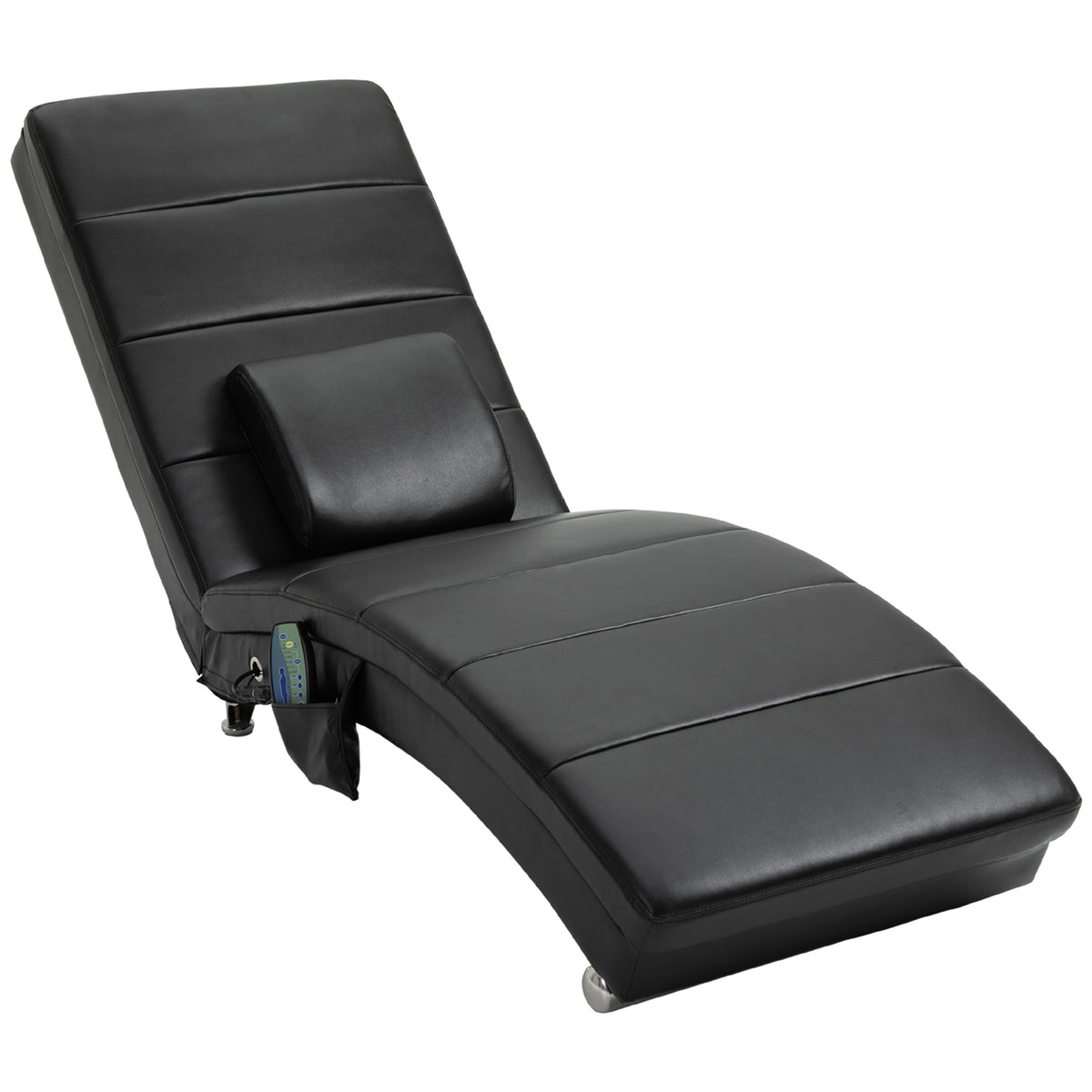 Relaxligstoel met massagefunctie, loungestoel, ergonomisch, hoge rugleuning, met massagefunctie en kussen, met