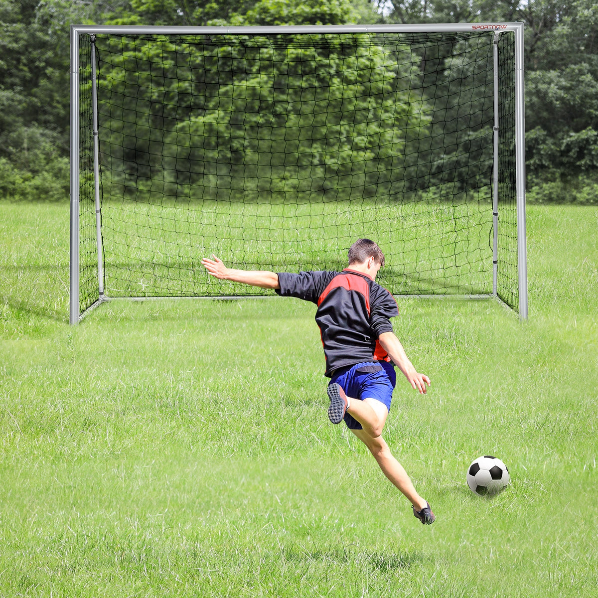 Voetbaldoel weerbestendig, robuust net, stabiel metalen frame, eenvoudige montage, 300 x 200 x 120 cm (2)