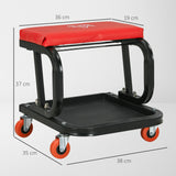 Werkplaatskruk, robuust & comfortabel, 38x35x37cm, rood/zwart (3)