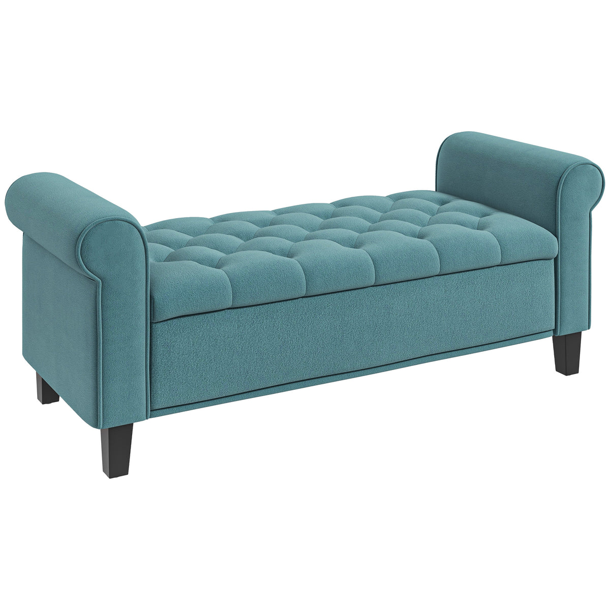 Vintage-design bankje, bankje met opbergruimte, fluweel-look, groen