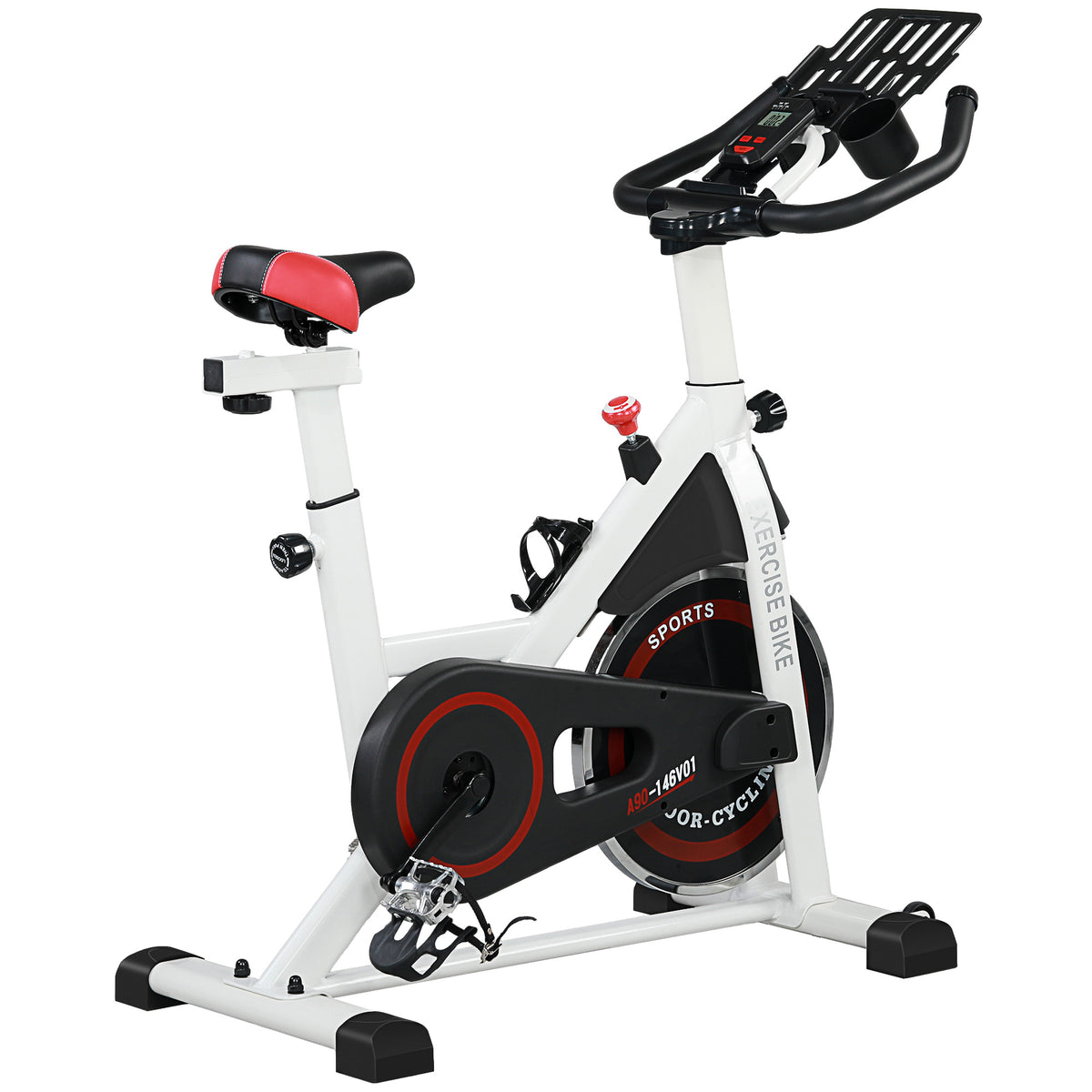 Hometrainer, instelbare weerstand, tot 120kg, staal, L103xB53xH100-114cm, wit/zwart