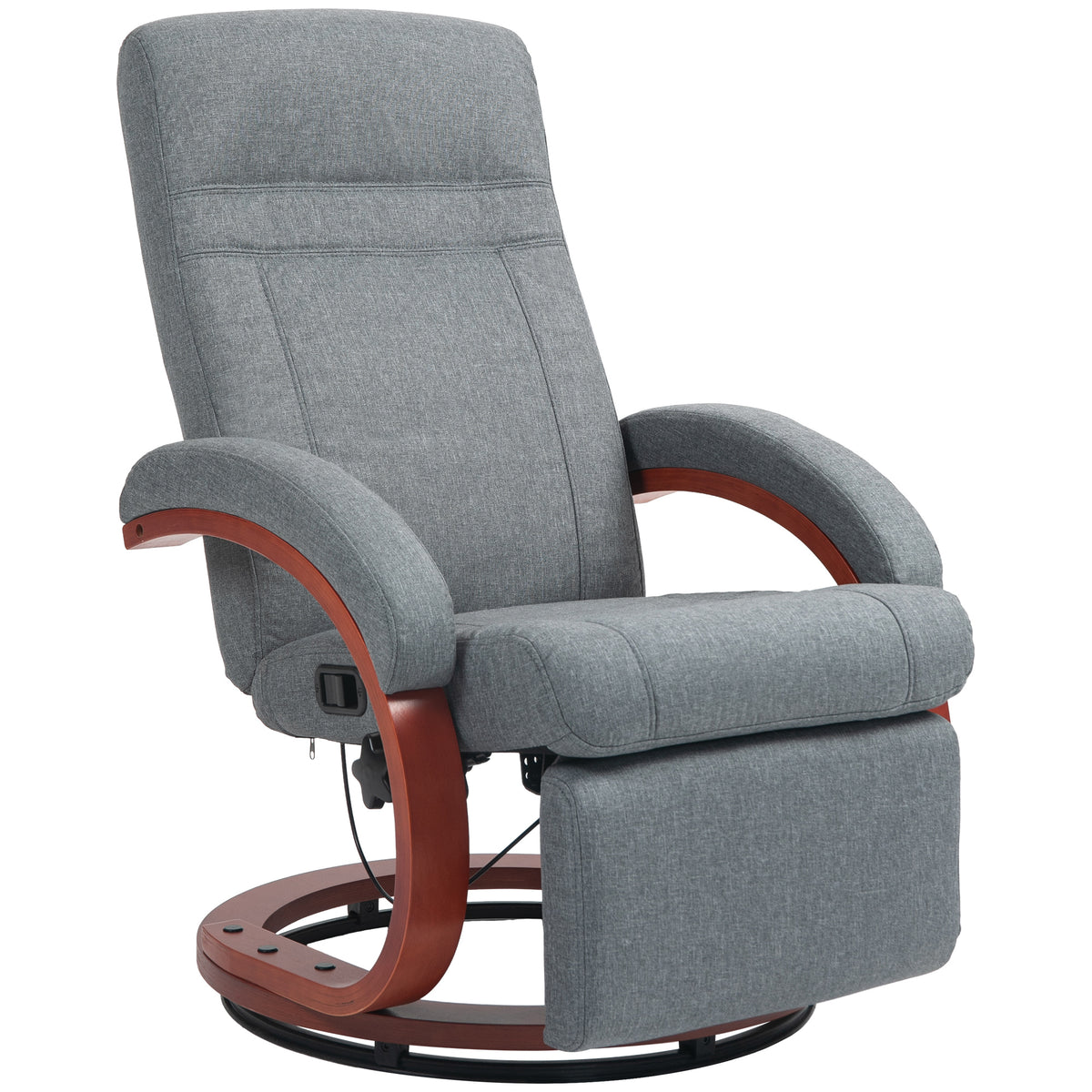 Relaxfauteuil met inklapbare voetensteun, draaibaar, verstelbare rugleuning, linnenlook, tot 140 kg, grijs