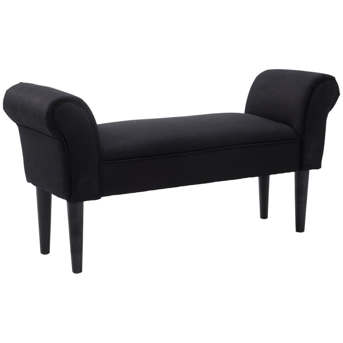 Bank, bedbank, tijdloos design, zachte bekleding, tot 130 kg, zwart, 102 x 36 x 51 cm