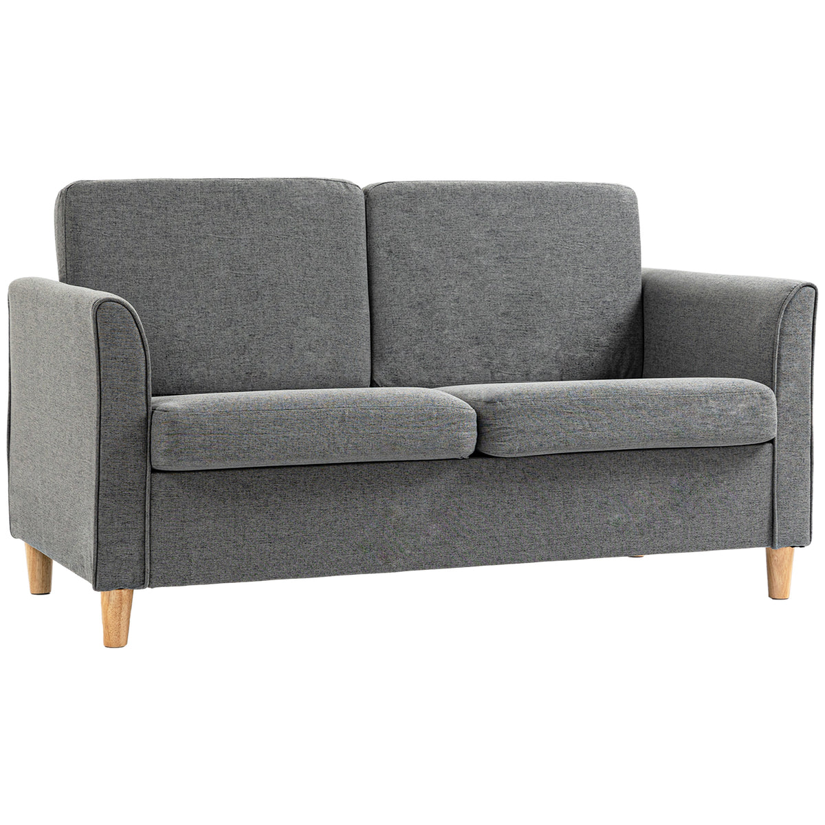 2-zitsbank, bank met houten poten, linnenlook, gestoffeerde bank, tweezitsbank in moderne stijl voor woonkamer