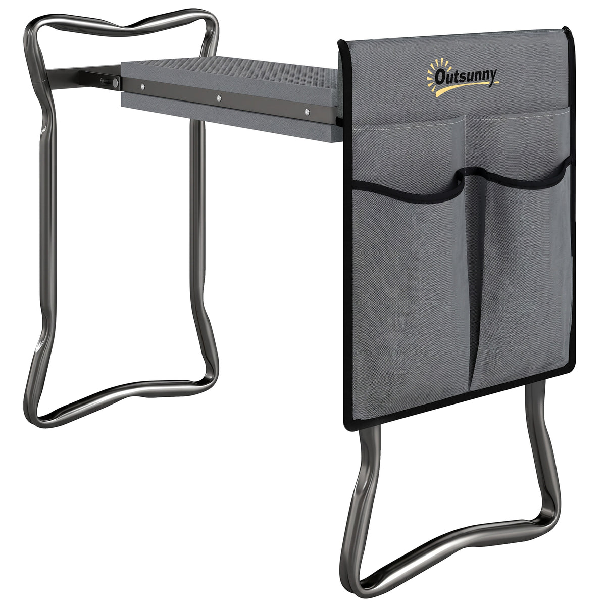 Opvouwbare tuinbank voor tuinwerk, tuinkruk met kniekussen, gereedschapstassen, tot 150 kg, 58 x 28 x 49 cm