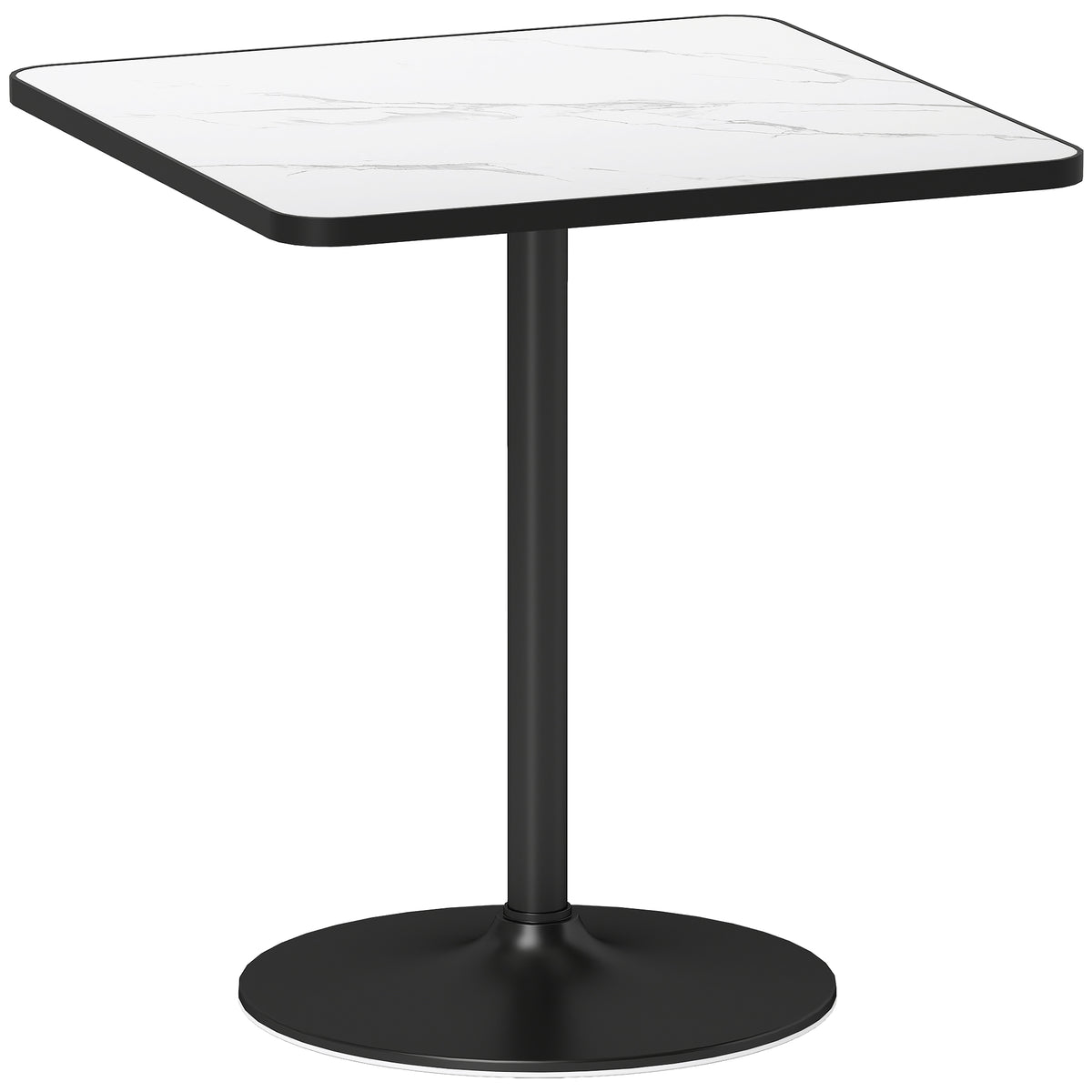 Eettafel, 70 x 70 cm vierkante keukentafel voor 4 personen met marmerlook voor keuken wit