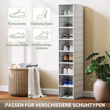 8-laagse schoenenrek, schoenenkast, opvouwbaar, geventileerde achterkant, kunststof, wit (6)