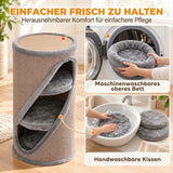 Krabton 75 cm hoog Ø 35 cm 4-laagse kattenmand met 3 holen, afneembaar wasbaar pluche bed sisal-kraboppervlak (7)