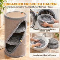 Krabton 75 cm hoog Ø 35 cm 4-laagse kattenmand met 3 holen, afneembaar wasbaar pluche bed sisal-kraboppervlak (7)