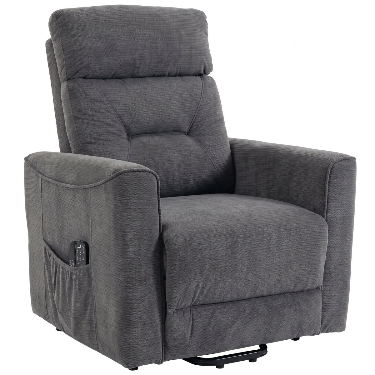 Relaxfauteuil met elektrische sta-op hulp, massage & verwarming, chenille fauteuil met binnenvering, donkergrijs
