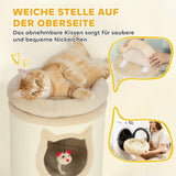 Krabton, 96 cm, 4-laagse kattentoren met wasbaar bed, 3 slaapholen, hangend speelgoed, voor meerdere katten (6)